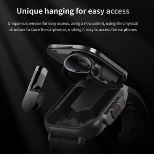 Dropshipping <span class=keywords><strong>2</strong></span>,01 pulgadas <span class=keywords><strong>2</strong></span> en 1 reloj inteligente con banda de acero para auriculares con dientes azules, compatible con monitoreo de salud/NFC - Product Image 5