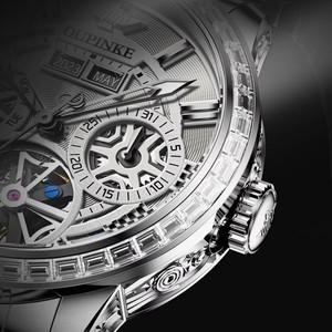 Montre mécanique squelette OUPINKE 3252 pour homme, acier inoxydable, multifonction, lumineuse, étanche, automatique, tourbillon - Product Image 2