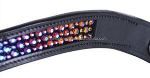 Bande de front en cuir brun noir avec des cristaux disponibles dans beaucoup de couleurs - Product Image 3