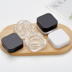 Atacado Viagem Portátil Pequena Amostra Creme Dispenser Garrafas De Vidro Claro 9g Quadrado Lip Balm Eye Gel <span class=keywords><strong>Jar</strong></span> com Cap Preto - Product Image 4