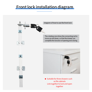 Kẽm Hợp Kim Văn Phòng Bàn Tập Tin Phía Trước Gắn 3 Đơn Vị Bên Ngăn Kéo Khóa Với Thanh Trượt Đồ Nội Thất Chìa Khóa Mở Khóa Cách Sắt Vật Liệu Chìa Khóa - Product Image 4