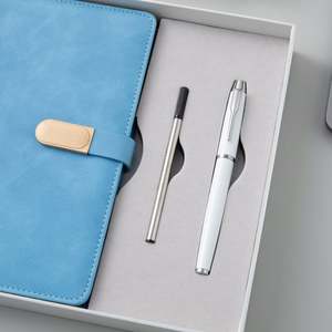 Cuaderno de Negocios Portátil A5 de Cuero Azul Daolin Beige, Simple y Elegante, con Juego de Bolígrafos, Caja de Regalo para Reuniones de Oficina, Impresión de Logotipo, China - Product Image 3