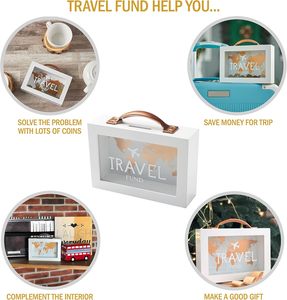 <span class=keywords><strong>Hucha</strong></span> rectangular de viaje <span class=keywords><strong>para</strong></span> adultos, diseño de mapa mundial, con asa blanca, <span class=keywords><strong>para</strong></span> vacaciones, fondo de luna de miel y aventuras - Product Image 3