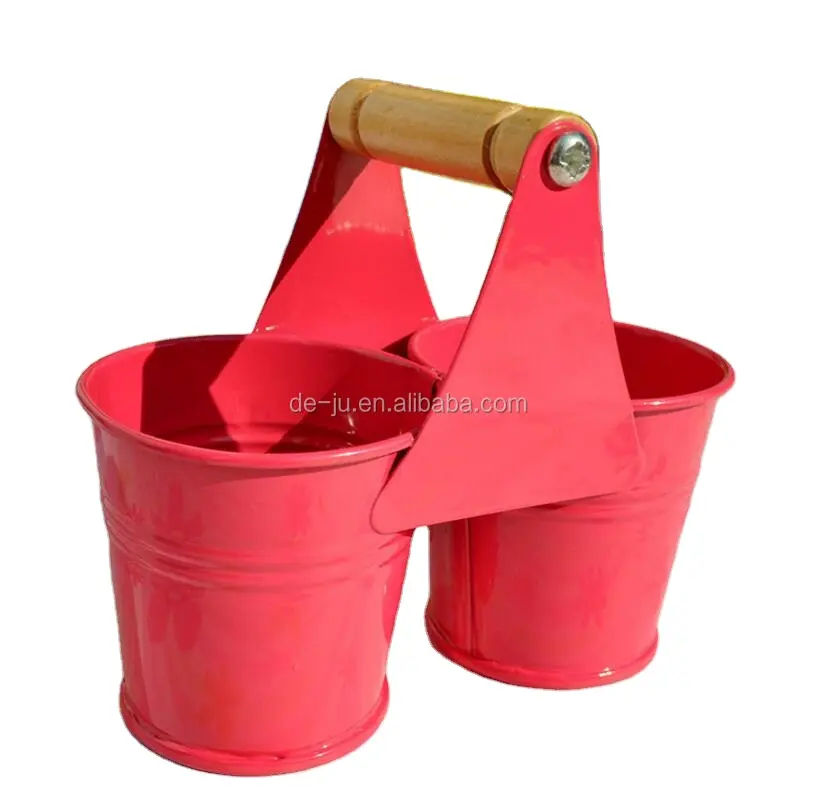 Benutzer definierte große Outdoor-Eisen Garten zubehör Plain Double Pot Mini Eimer