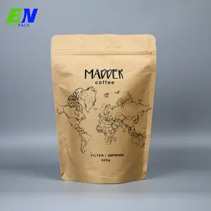 Bags Paper Bags Custom Printed Recycled Kraft Paper Standing Up Pouches Zipepr Doypack Resealable Packaging Bags For Coffee