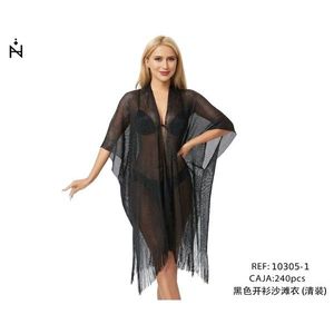 Copricostume Nero con Spacco per Costumi da Bagno e Abbigliamento da Spiaggia - Product Image 1