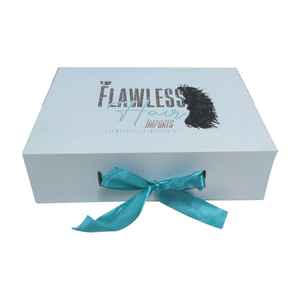 Custom Hair Boxes With Satin Wigs Black Magnetic Flip Makeup Box Packaging Wholesale Hair Extensions Packaging Box