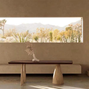 Table à manger rectangulaire en bois massif, faite à la main, couleur noyer naturel, pour salle à manger - Product Image 3