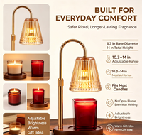 Lampe chauffe-bougie avec minuterie et variateur d'intensité, chauffe-bougie sans flamme pour bougies en pot, chauffe-cire réglable en hauteur