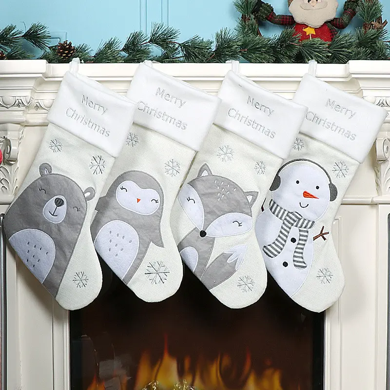 Hot Selling Cute Cartoon Animal Plush Hanging Christmas Decoration Supplies Christmas Stocking In Bulk
