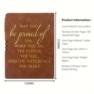 Customized A5 Notebook Soft Skin Leather Cover 100 <b>Sheets</b> Printed Planner Business Office Handwriting Meeting Minutes Diary - Product Image 6