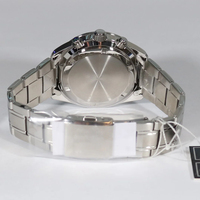 Montre à quartz pour homme avec cadran bleu, cristal saphir, style business, plongeur, triple chronographe, étanche, lumineuse, calendrier, bracelet en acier, décontractée