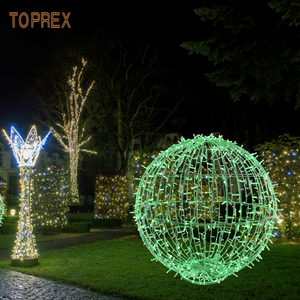Sphère 3D de Noël pour l'extérieur Boule éclairée en PVC RVB/Blanc/Rouge LED à changement de couleur avec cadre en métal - Product Image 5