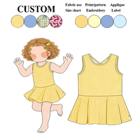 Robe sans manches pour petite fille en tissu confortable et doux pour la peau, motif à pois jaunes et blancs, tenue d'été pour les vacances, vente en gros personnalisée, livraison rapide
