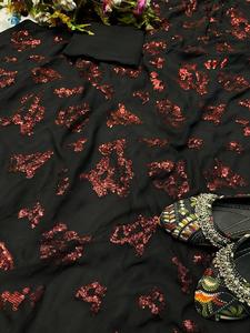 เสื้อผ้าแฟชั่นแบบดั้งเดิมของอินเดียชุดปาร์ตี้บริสุทธิ์ผ้าสารีพร้อมเสื้อสตรีสวยในราคาโรงงาน - Product Image 5