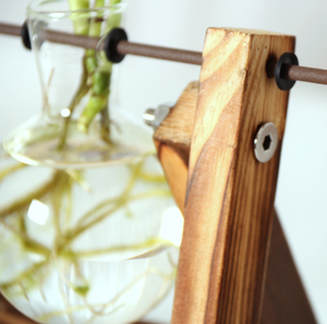 <span class=keywords><strong>Vase</strong></span> à fleurs en verre pour plantes hydroponiques, dispositif de décoration créatif avec cadre en bois, 1 pièce - Product Image 5