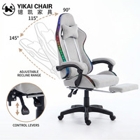Chaise de jeu moderne en velours avec hauteur réglable, massage 7 points, lumières LED RGB et haut-parleurs intégrés pour la maison et le bureau