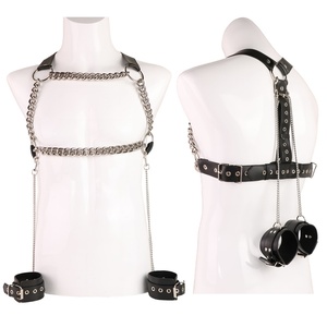 Juego de Bondage QKKQ, SM, Fetiche, Correa Ajustable para Atar a la Espalda, Cadena, Esposas, Juego de Bondage de Cuero para Cama, Juguetes de Bondage Masculinos - Product Image 1