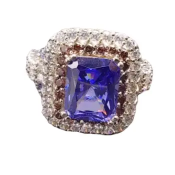 Conjunto de anillo de piedras preciosas de circonio plateado Anillo de compromiso unisex de moda Joyería de mujer personalizable para fiestas