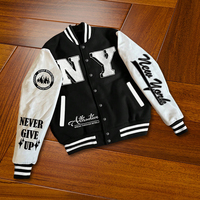 Blouson Bomber Varsity Homme en Polaire 100% Polyester Rembourré Uni Bicolore – Mode Décontractée, Faible MOQ, Marque Privée