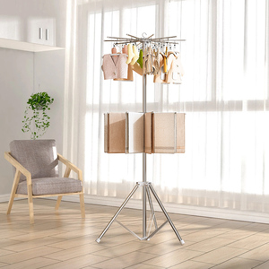 Estante plegable multifuncional de 2 niveles de acero inoxidable de piso a techo, <span class=keywords><strong>toallero</strong></span> de Metal de doble nivel para ropa, <span class=keywords><strong>toallero</strong></span> para pañales para niños - Product Image 4