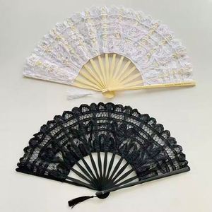 Abanico Plegable de Bambú de 27 cm con Encaje Blanco para Regalos Promocionales y Empresariales, Venta al Por Mayor - Product Image 4