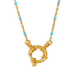 Mode 18K <span class=keywords><strong>Or</strong></span> Acier Inoxydable Délicat Coloré Ressort Fermoir Clip Perle Dames Collier - Product Image 5