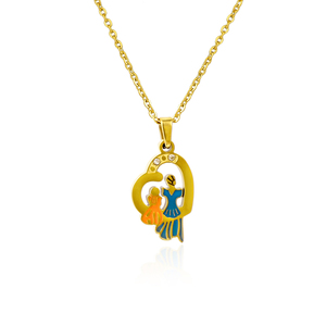 Collier pendentif mère et enfant plaqué or pour femme, design mignon en alliage, chaîne à maillons, bijoux à porter au quotidien - Product Image 1