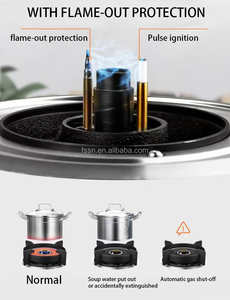 Fornello a <span class=keywords><strong>Gas</strong></span> con Accensione Automatica, Doppio Bruciatore a Infrarossi ad Alta Temperatura con Timer Integrato - Product Image 3