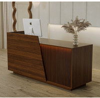 Meubles de bureau modernes en MDF + LED, comptoir de réception noir pour salon de beauté, hôtels, gymnases ou magasins de vêtements