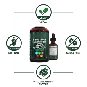 <span class=keywords><strong>Thyro</strong></span> Bloom Gouttes de soutien <span class=keywords><strong>thyro</strong></span>ïdien au sélénium, zinc, iode, L-tyrosine et Ashwagandha liquide 120ml Canneberge sauvage Marque privée - Product Image 3