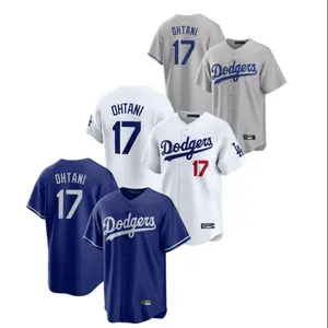 Jersey bisbol pria wanita muda Los 17 Angeles Shohei Ohtani Dodgers berjahit S-5XL