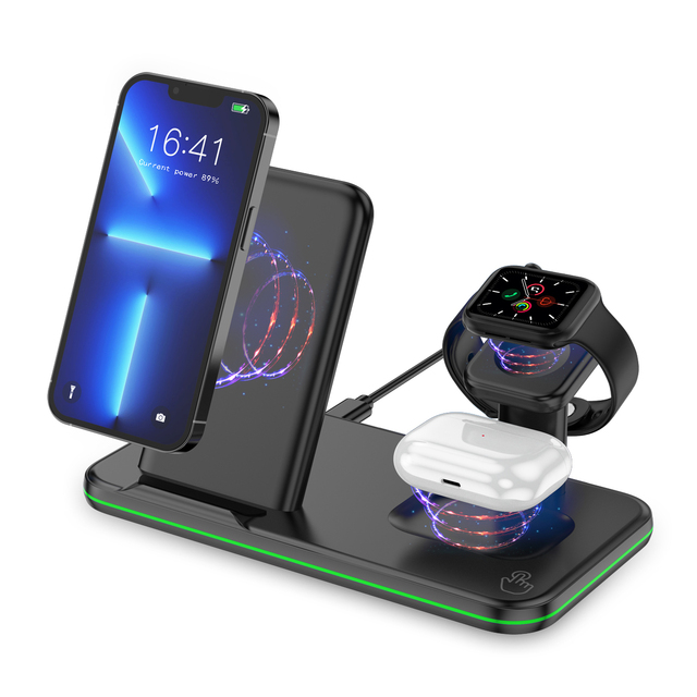 Fast Wireless Charger 3 in 1 Station Fast Cell Phone Holder Multi-function Wireless Charger for IPhone/iWatch/Airpods