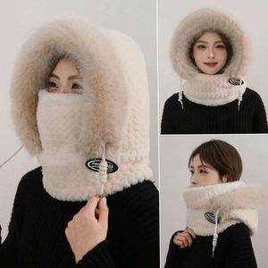 Chapeau d'hiver pour femme, chapeau de cou intégré, chapeau Lei Feng, protection des oreilles, chapeau chaud coupe-vent, casquette de vélo épaisse - Product Image 6
