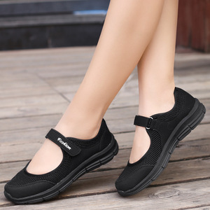 Zapatos ligeros antideslizantes para caminar para mujer, zapatillas vulcanizadas transpirables cómodas para mujer, zapatos planos con Velcro - Product Image 5