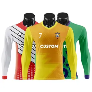 Camisas de entrenamiento de fútbol para hombre con impresión por sublimación personalizada, camisetas de fútbol de manga larga para adultos, conjuntos de ropa de fútbol para jóvenes de 2017