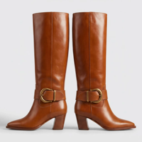 Bottes d'équitation pour femmes Yichang, à bout poli, hauteur genou, en cuir véritable, plateforme épaisse, style ajusté