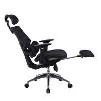 Chaise ergonomique avec appui-tête rotatif, inclinable à 140 degrés, en mesh, avec repose-pieds