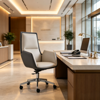 Chaise de bureau exécutive moderne ergonomique confortable à hauteur réglable avec base en acier et revêtement en cuir PU pivotante pour la maison et les bureaux professionnels