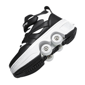Quad Skates Faux Leather Plastic Wheels Adjustable Brightness For Kids Boys Girls Size 33 To 43 - Product Image 5