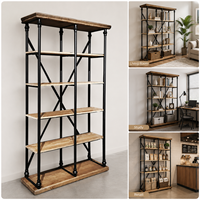 Étagère de rangement multi-niveaux HONGYAN moderne et réglable en métal de style industriel avec structure en X pour salon et maison