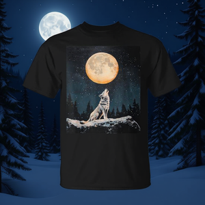 Camiseta gráfica Wolf Moon Starry Night de manga corta negra para hombre - Product Image 3