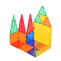 48-teiliges Set 48-teilige Magnet-Bau fliesen Klare magnetische 3D-Bausteine Bau-Spielbretter-Kreativität Kinderspiel zeug