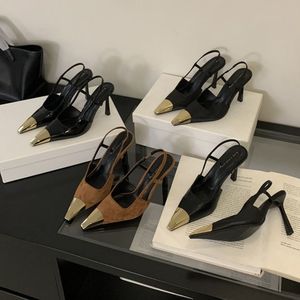 9CM Talons Chic Slingback <b>Closed</b> <b>Toe</b> Sexy Shoes Pumps <b>Black</b> <b>Heels</b> for Women Ladies - Product Image 1