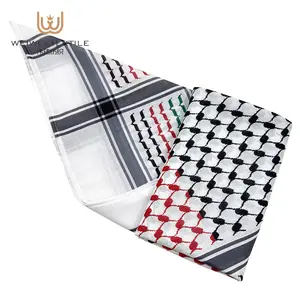 Customized Printed Red Green Color New Palestine Polyester Yashmagh Shemagh Black Arab Men Scarf Keffiyeh