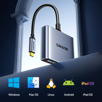SAMZHE 4K Typ-C Erweiterungsdock mit USB 2.0, USB 3.0, PD100W für iPhone & Laptop (Aluminiumlegierung, 3 Anschlüsse, auf Lager)