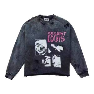 <span class=keywords><strong>Felpa</strong></span> da Uomo con Collo Rotondo in Stile Distruttivo Americano Retrò di <span class=keywords><strong>Los</strong></span> <span class=keywords><strong>Angeles</strong></span>, Design Avant-garde, Lavaggio Intenso - Product Image 1