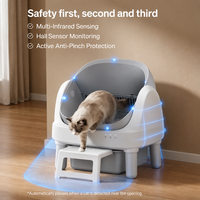 Litière automatique pour chat DRH Exclusive Open Top Self Cleaning avec protection anti-pincement et marchepied facile d'accès pour les chats