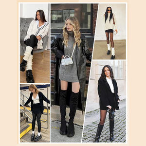 Зимние теплые леггинсы на заказ, большие размеры, колготки на флисовой подкладке, прозрачные черные плотные термопрозрачные колготки - Product Image 5