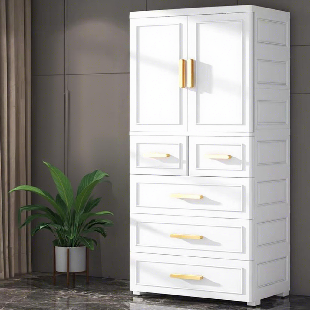 Nordic white-1 double-door-4-drawer